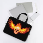 Flaming Skull With Fire Wings Print Laptop Sleeve With Handle