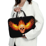 Flaming Skull With Fire Wings Print Laptop Sleeve With Handle