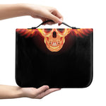 Flaming Skull With Fire Wings Print Leather Bible Cover