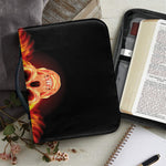 Flaming Skull With Fire Wings Print Leather Bible Cover