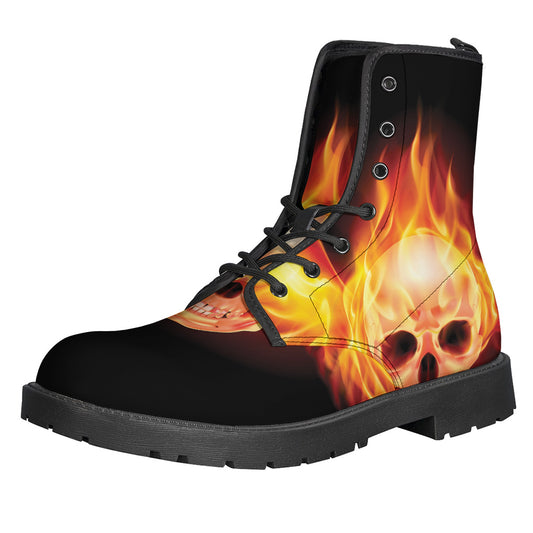 Flaming Skull With Fire Wings Print Backpack
