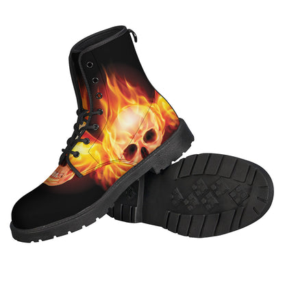 Flaming Skull With Fire Wings Print Backpack