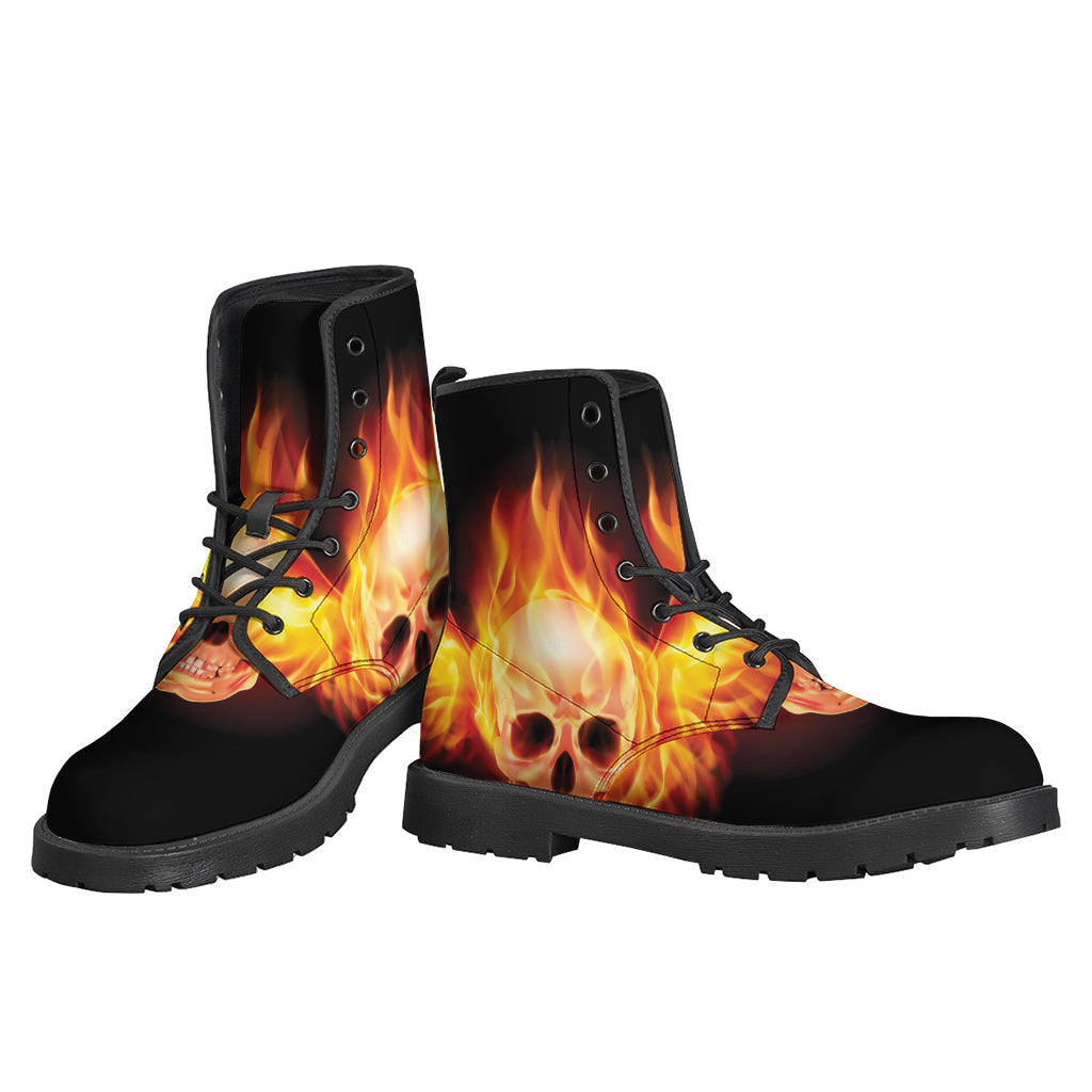Flaming Skull With Fire Wings Print Backpack