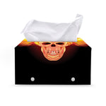 Flaming Skull With Fire Wings Print Leather Tissue Box Cover