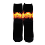 Flaming Skull With Fire Wings Print Long Socks