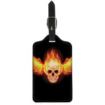 Flaming Skull With Fire Wings Print Luggage Tag