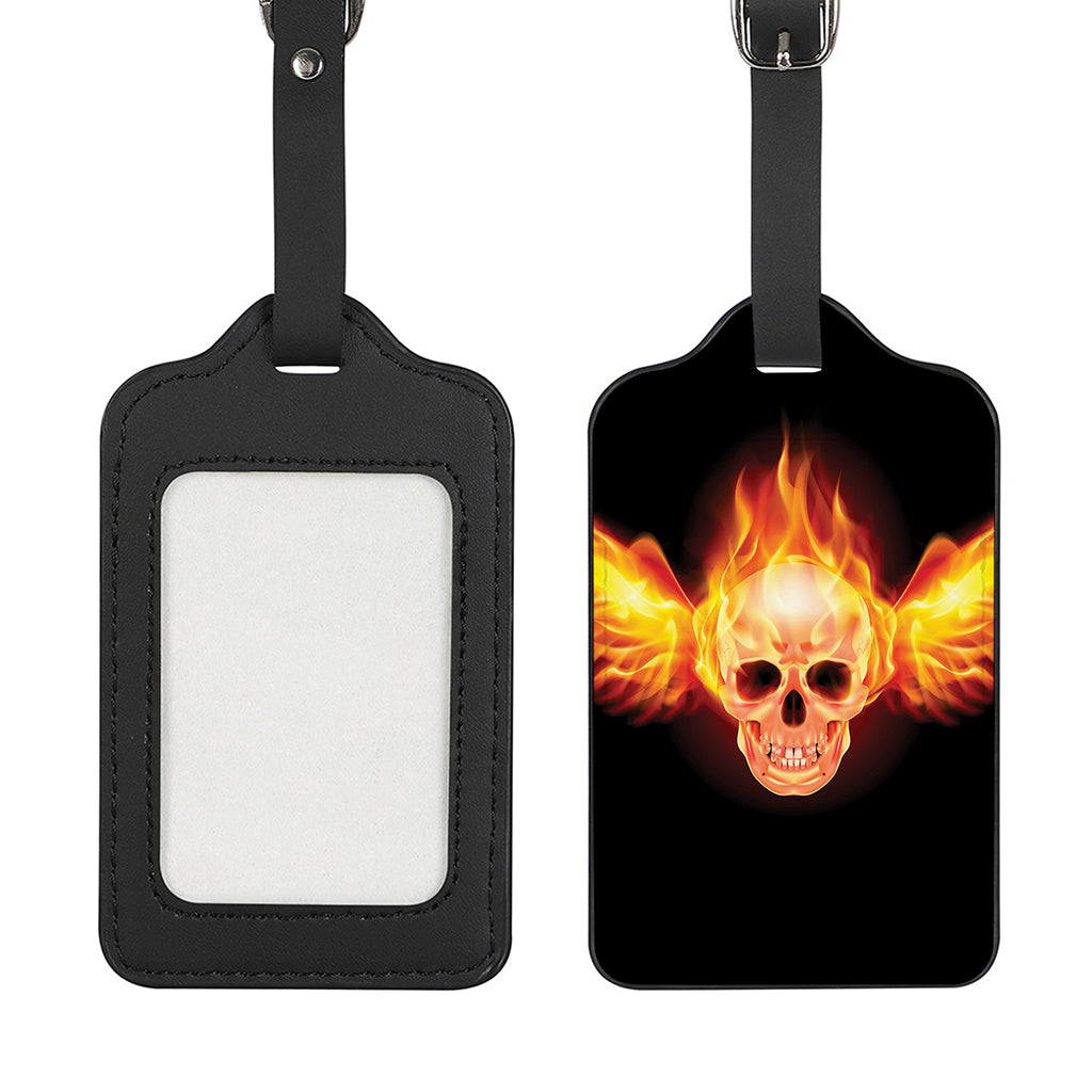 Flaming Skull With Fire Wings Print Luggage Tag