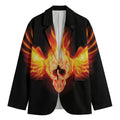 Flaming Skull With Fire Wings Print Men's Blazer