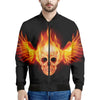 Flaming Skull With Fire Wings Print Men's Bomber Jacket