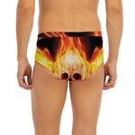 Flaming Skull With Fire Wings Print Men's Briefs