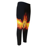 Flaming Skull With Fire Wings Print Men's Compression Pants