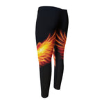 Flaming Skull With Fire Wings Print Men's Compression Pants