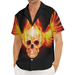 Flaming Skull With Fire Wings Print Men's Deep V-Neck Shirt