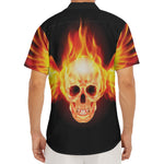 Flaming Skull With Fire Wings Print Men's Deep V-Neck Shirt