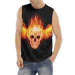 Flaming Skull With Fire Wings Print Men's Fitness Tank Top