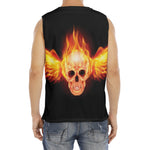 Flaming Skull With Fire Wings Print Men's Fitness Tank Top