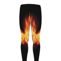 Flaming Skull With Fire Wings Print Men's Leggings