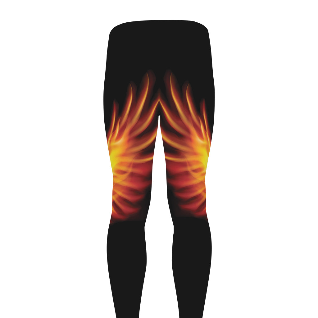 Flaming Skull With Fire Wings Print Men's leggings