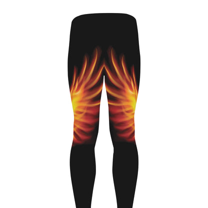 Flaming Skull With Fire Wings Print Men's leggings