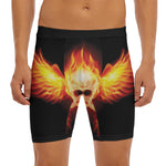 Flaming Skull With Fire Wings Print Men's Long Boxer Briefs