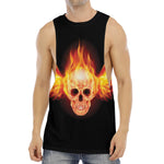 Flaming Skull With Fire Wings Print Men's Muscle Tank Top