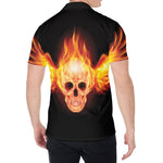 Flaming Skull With Fire Wings Print Men's Shirt
