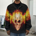 Flaming Skull With Fire Wings Print Men's Shirt Jacket