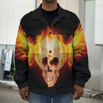 Flaming Skull With Fire Wings Print Men's Shirt Jacket