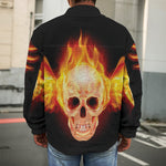 Flaming Skull With Fire Wings Print Men's Shirt Jacket
