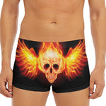 Flaming Skull With Fire Wings Print Men's Short Boxer Briefs
