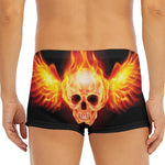 Flaming Skull With Fire Wings Print Men's Short Boxer Briefs