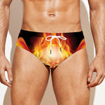 Flaming Skull With Fire Wings Print Men's Swim Briefs