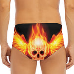 Flaming Skull With Fire Wings Print Men's Triangle Swim Briefs