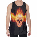 Flaming Skull With Fire Wings Print Men's Velvet Tank Top
