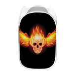 Flaming Skull With Fire Wings Print Mesh Laundry Hamper
