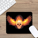 Flaming Skull With Fire Wings Print Mouse Pad