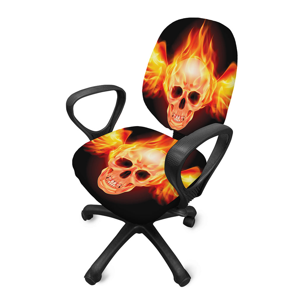 Flaming Skull With Fire Wings Print Office Chair Cover