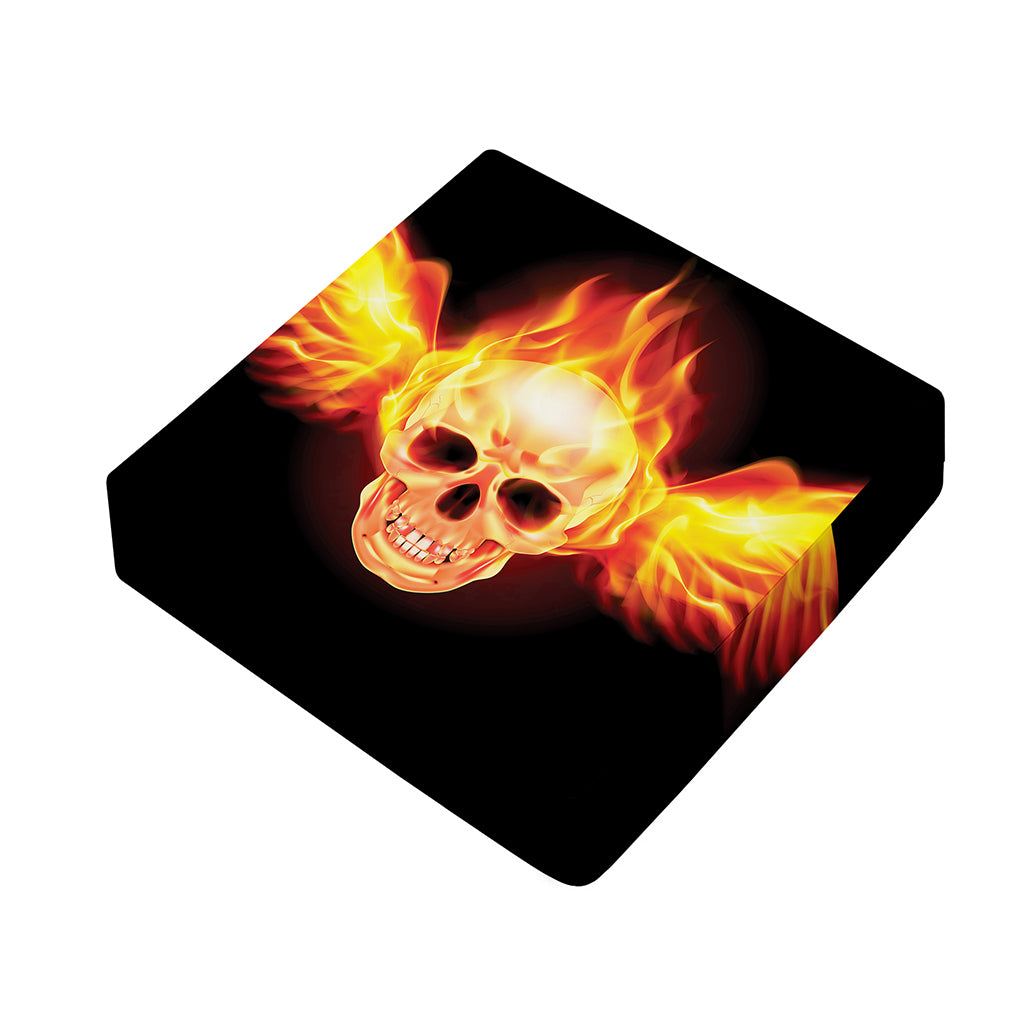 Flaming Skull With Fire Wings Print Outdoor Seat Cushion Cover