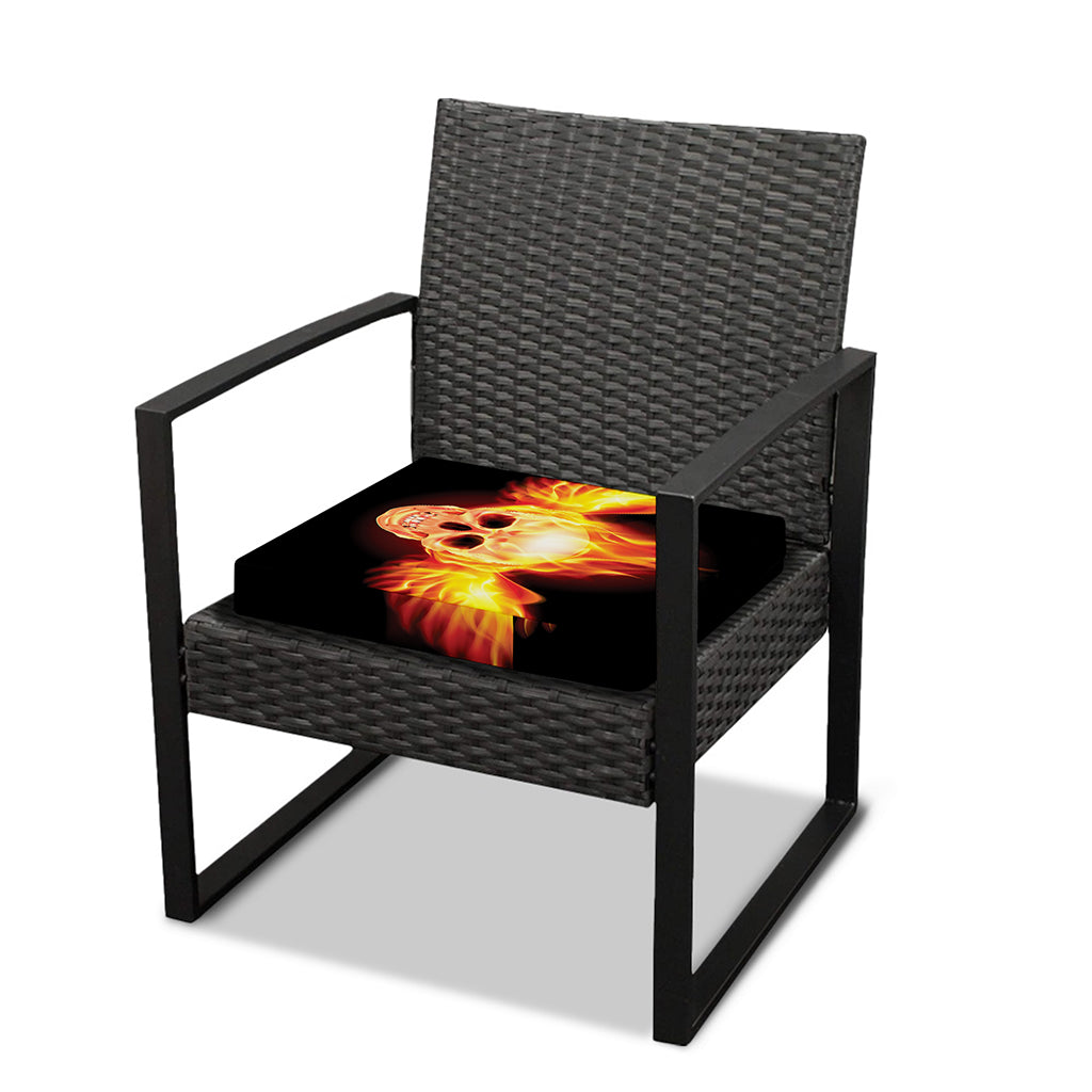 Flaming Skull With Fire Wings Print Outdoor Seat Cushion Cover
