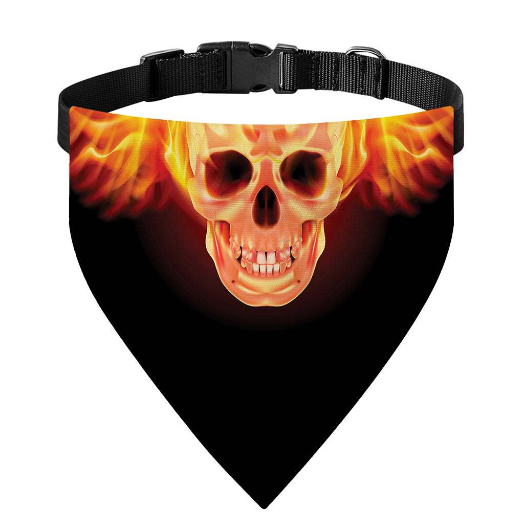 Flaming Skull With Fire Wings Print Over The Collar Dog Bandana