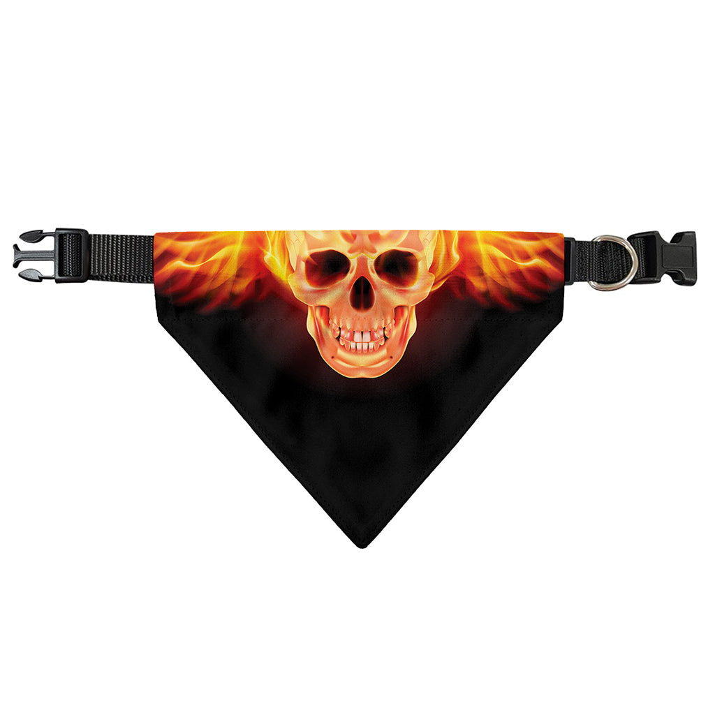 Flaming Skull With Fire Wings Print Over The Collar Dog Bandana