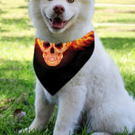 Flaming Skull With Fire Wings Print Over The Collar Dog Bandana