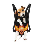 Flaming Skull With Fire Wings Print Pet Carrier Backpack