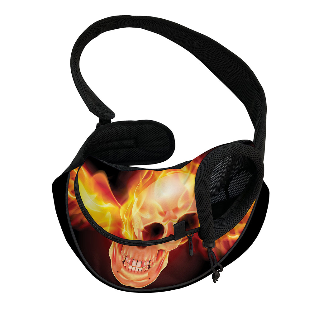 Flaming Skull With Fire Wings Print Pet Sling Carrier