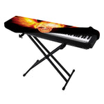 Flaming Skull With Fire Wings Print Piano Keyboard Cover