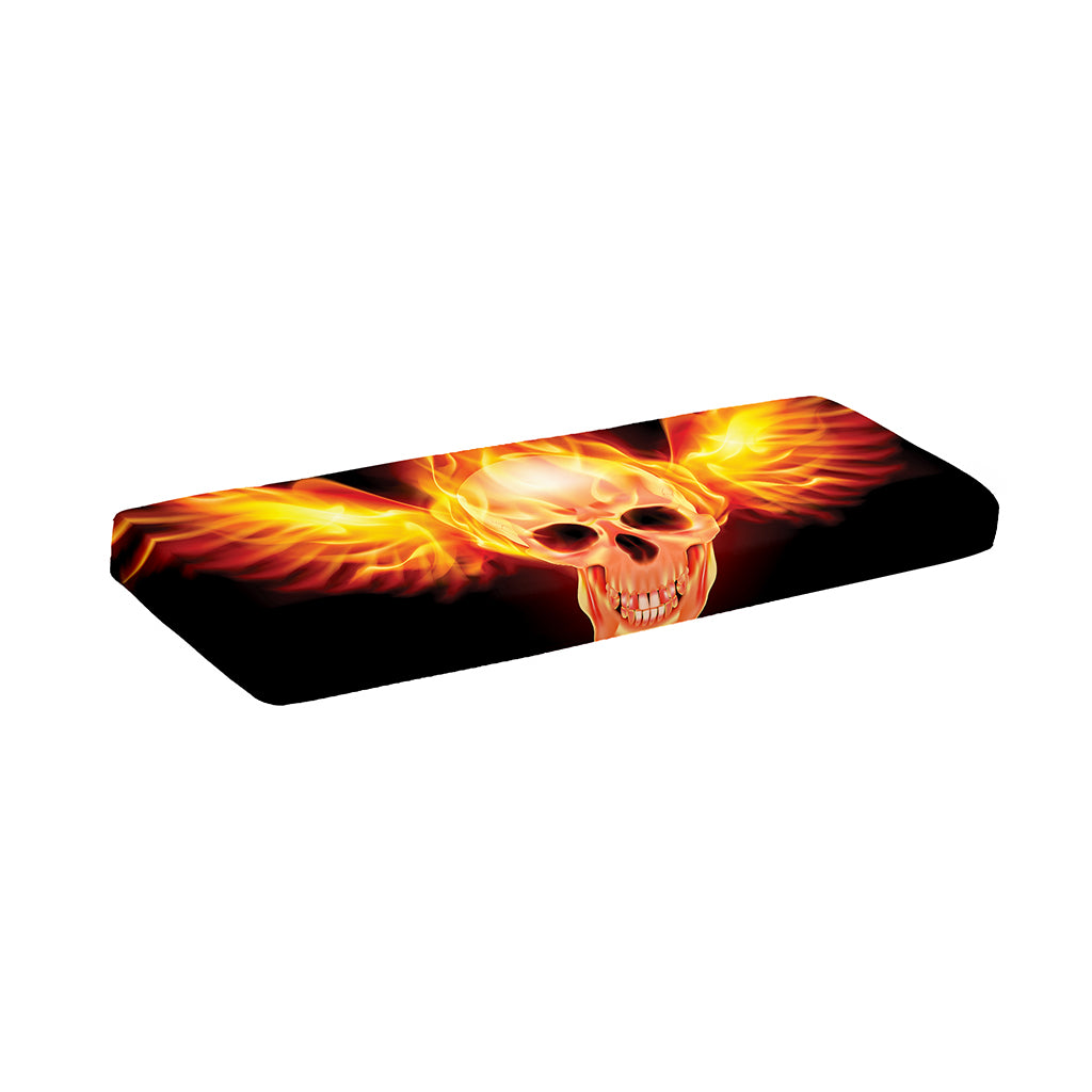Flaming Skull With Fire Wings Print Piano Keyboard Cover