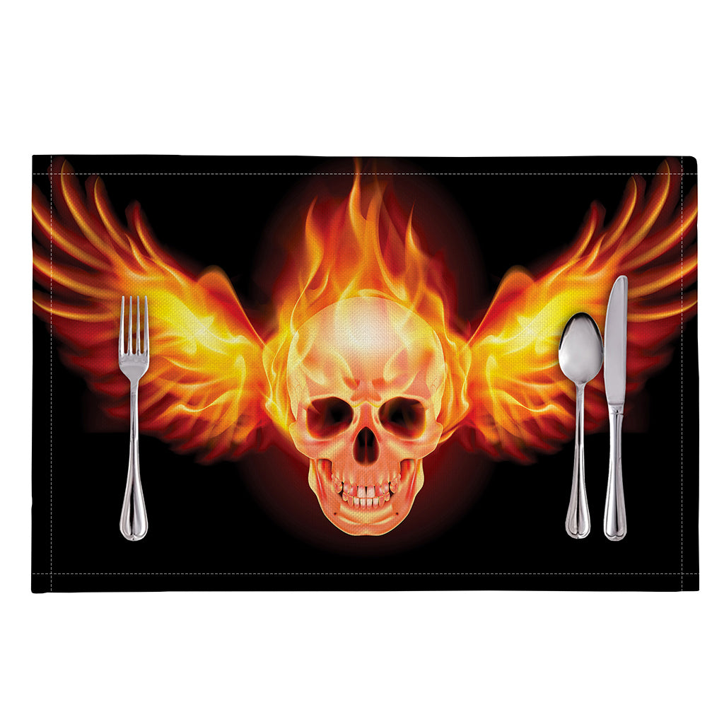 Flaming Skull With Fire Wings Print Placemat
