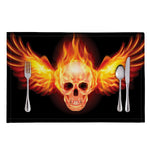 Flaming Skull With Fire Wings Print Placemat