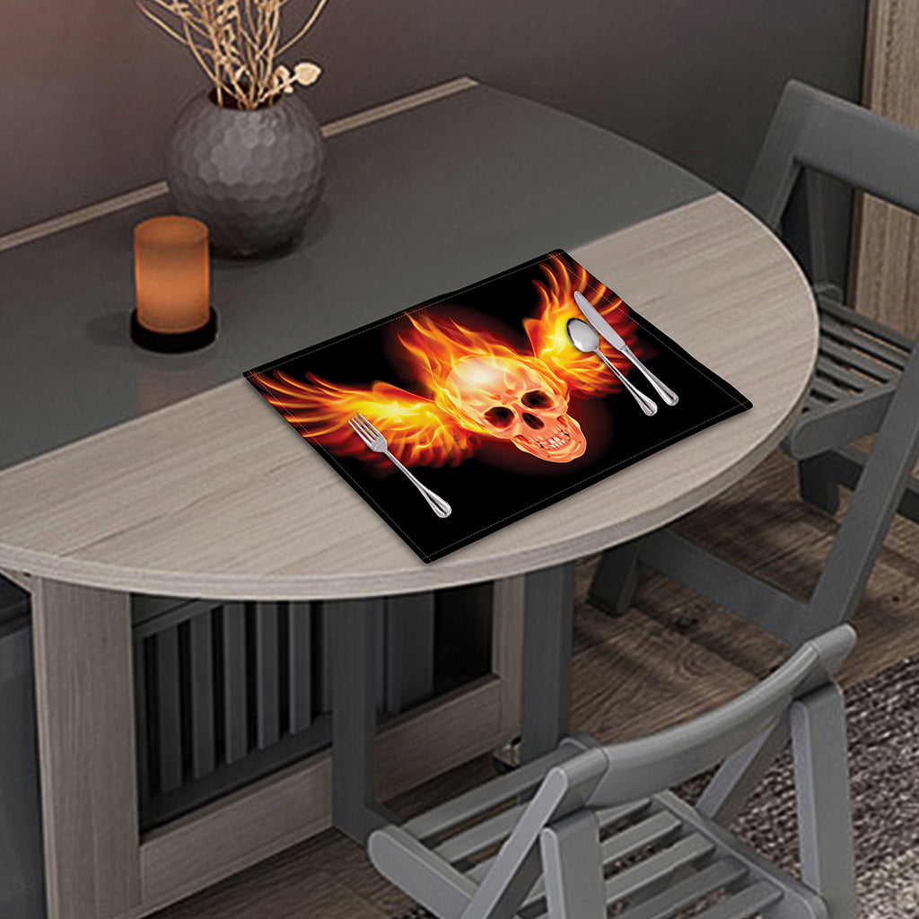 Flaming Skull With Fire Wings Print Placemat