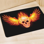 Flaming Skull With Fire Wings Print Polyester Doormat